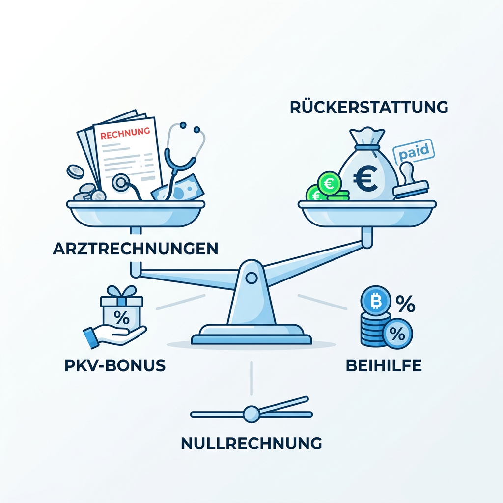 Infografik zum Vergleich von Arztrechnung und Rückerstattungssumme