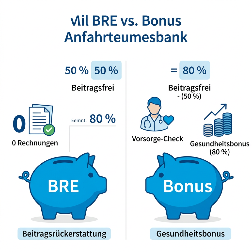 Vergleichsgrafik Beitragsrückerstattung und Bonusmodell