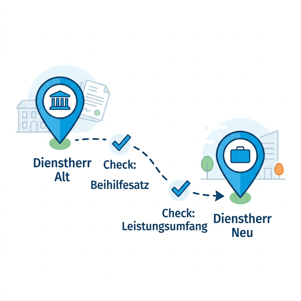 Infografik zum Vergleich der Beihilfesätze bei Dienstherrenwechsel
