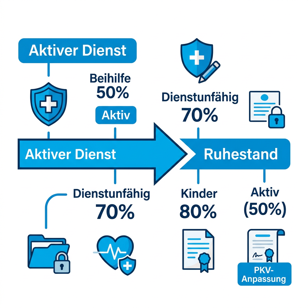 Infografik zum Statuswechsel bei Dienstunfähigkeit