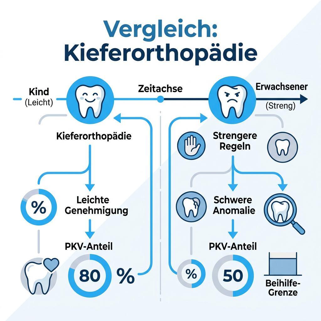 Infografik zu den Erstattungsstufen bei Erwachsenen-Kieferorthopädie