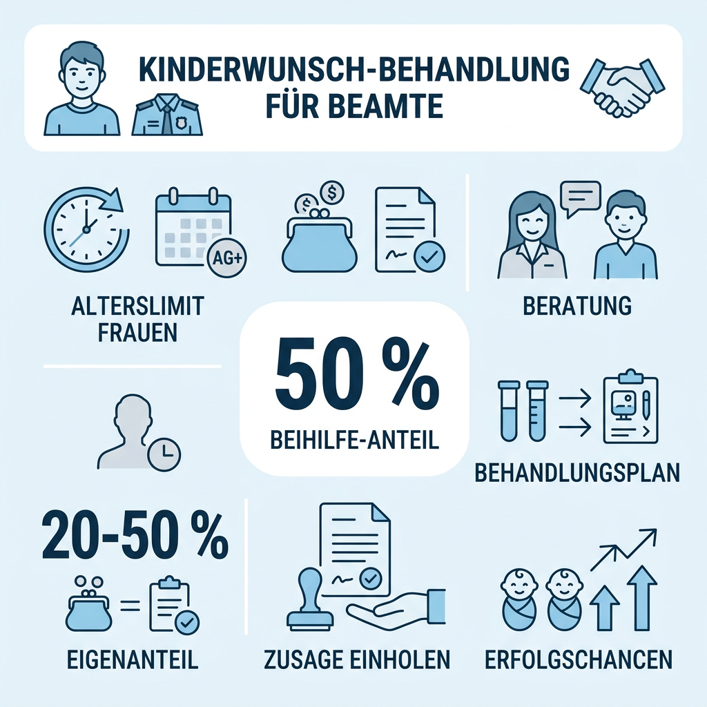 Infografik zu den Voraussetzungen für Kinderwunschbehandlungen bei Beamten