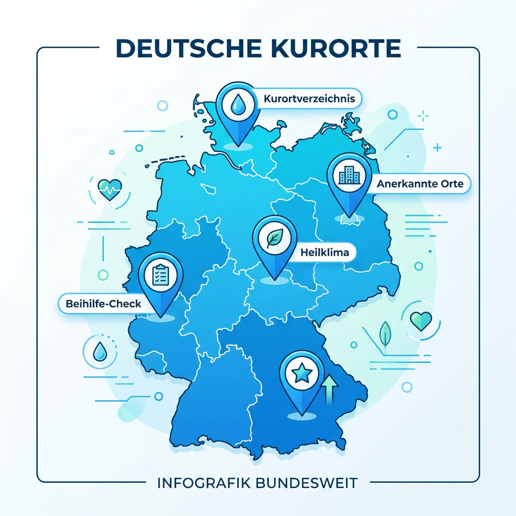 Karte mit Symbolen für anerkannte Kurorte für Beamte Karte mit Symbolen für anerkannte Kurorte für Beamte