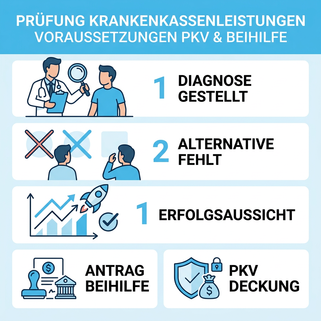 Infografik zum Prozess der Kostenübernahme bei Off-Label-Use für Beamte