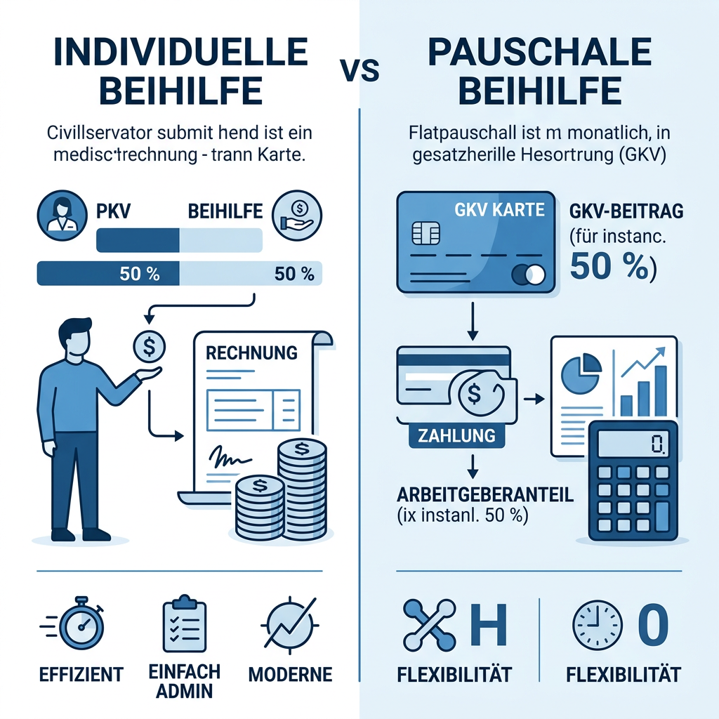 Infografik Vergleich Pauschale Beihilfe vs. Individuelle Beihilfe