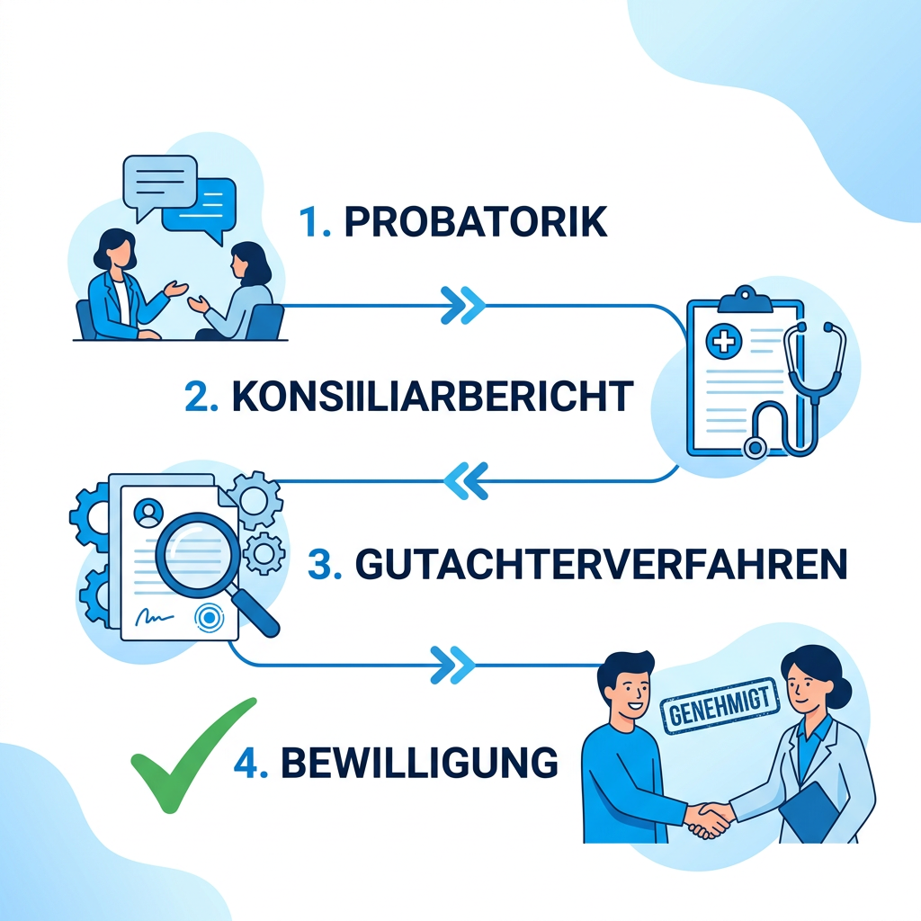 Infografik zum Ablauf der Kostenübernahme für Psychotherapie