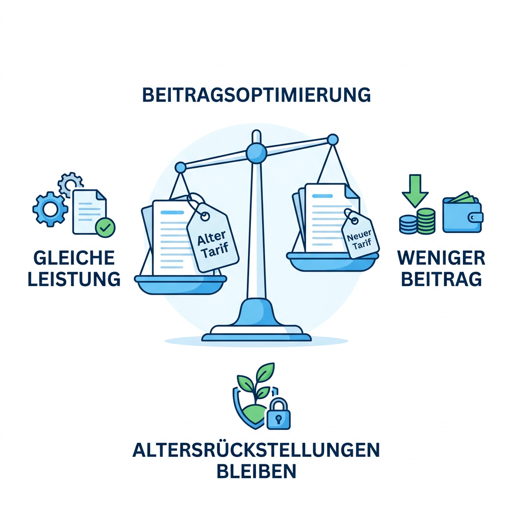 Infografik zum Vergleich alter vs. neuer PKV-Tarif für Beamte