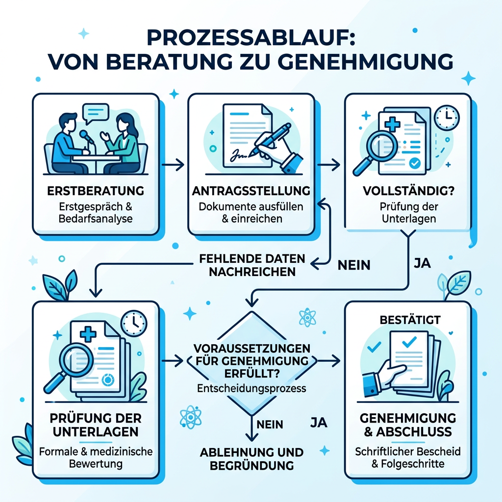 Übersichtsgrafik zum Ablauf des Antragsverfahrens für Psychotherapie bei Beamten