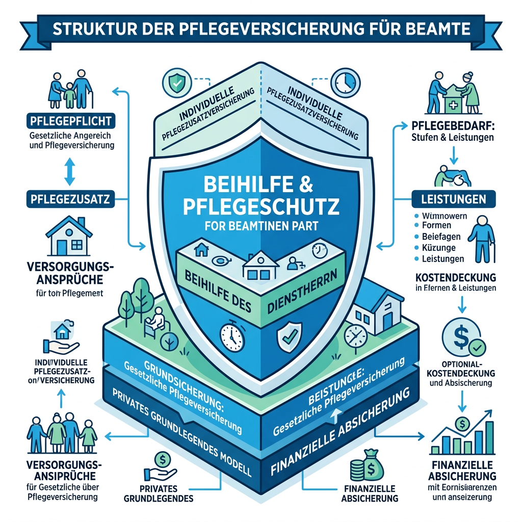 Infografik zu Pflegegraden und Beihilfeleistungen