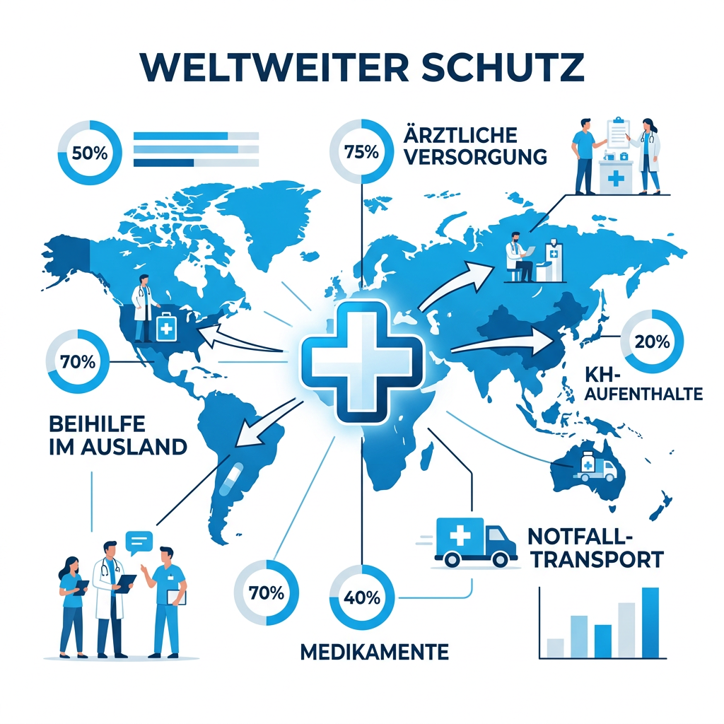 Grafik zur weltweiten Gültigkeit von Beihilfe und PKV