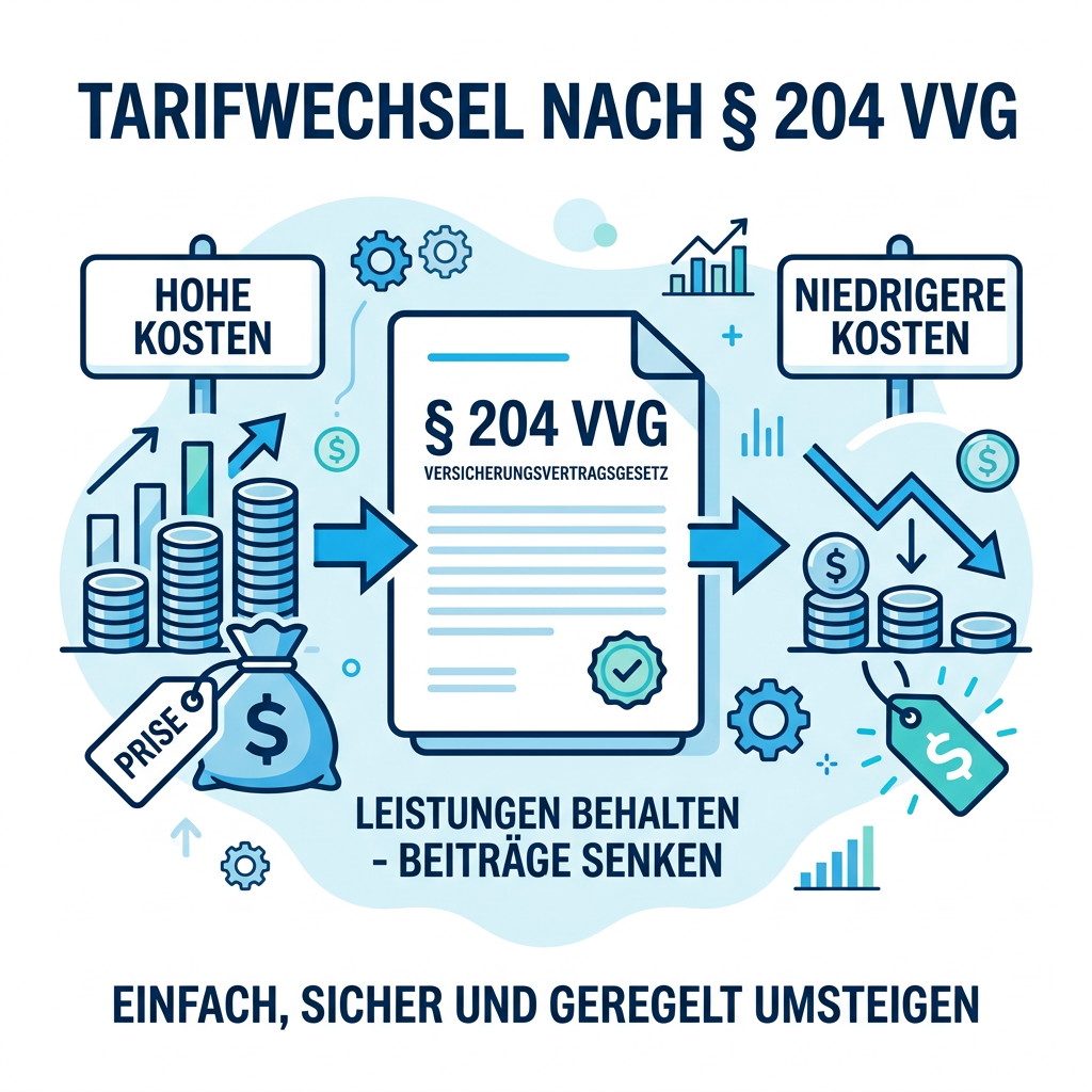 Infografik zum internen Tarifwechsel nach Paragraph 204 VVG für Beamte